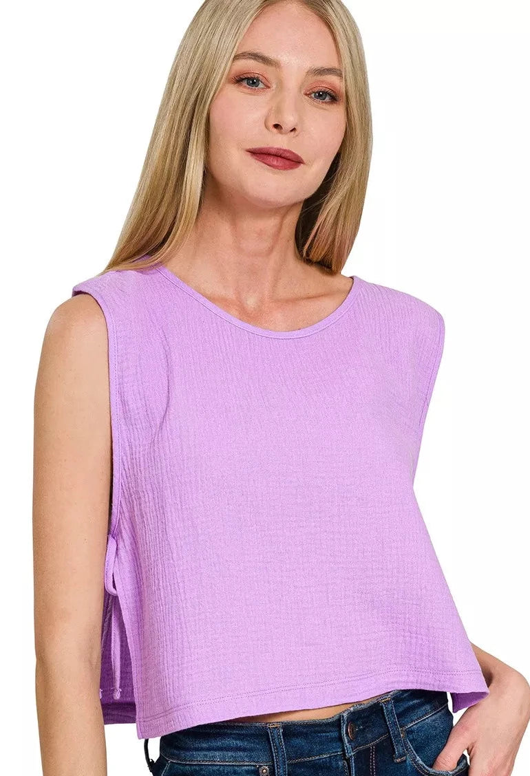 Side Tie Purple Top