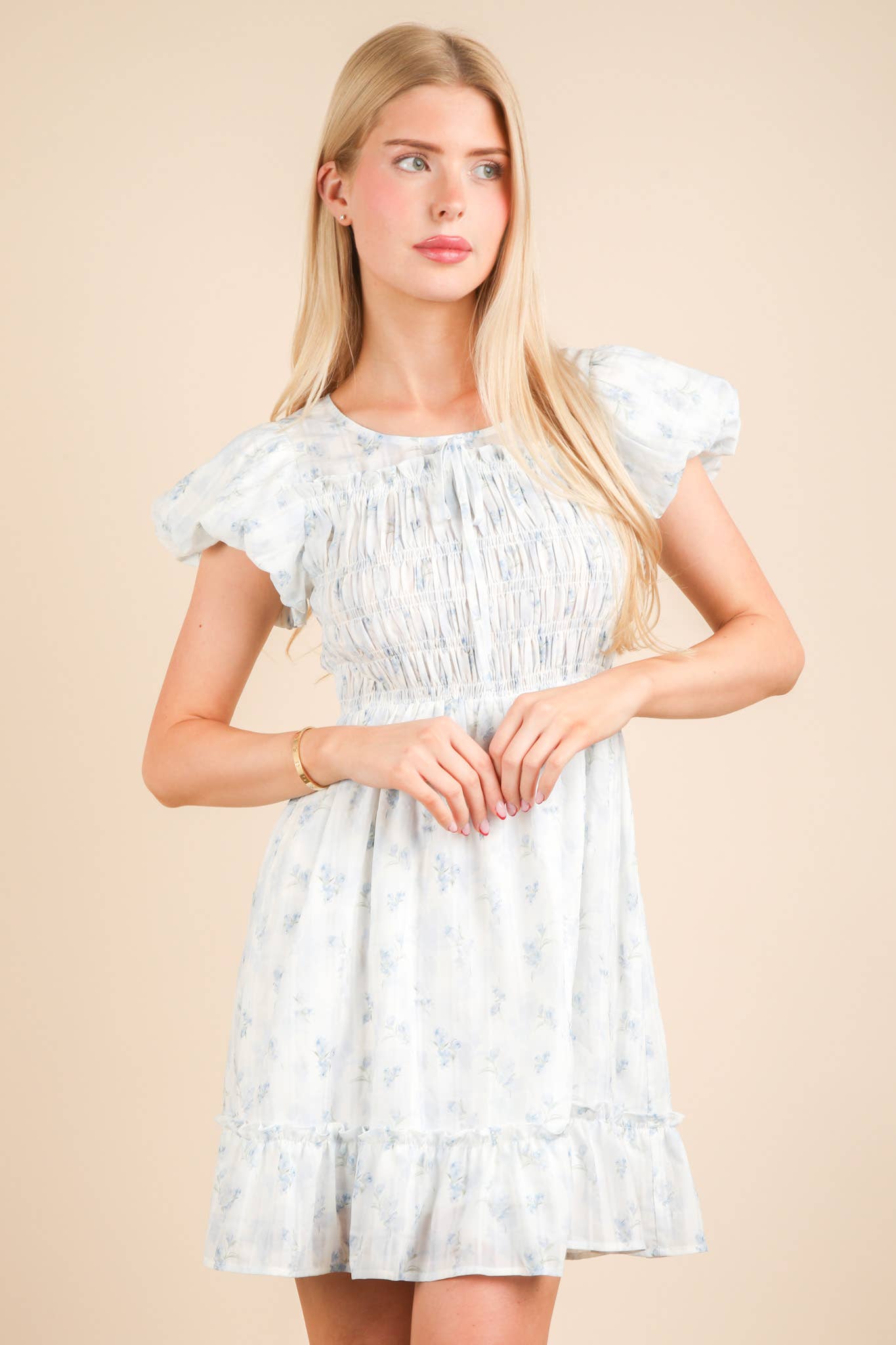 Blue Petal Mini Dress