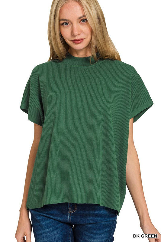 Green Stella Short Sleeve Sweater