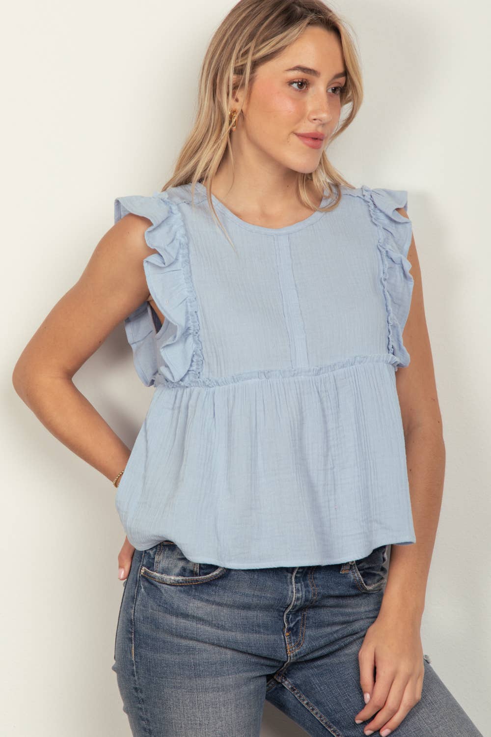 Baby Blue Ruffled Top