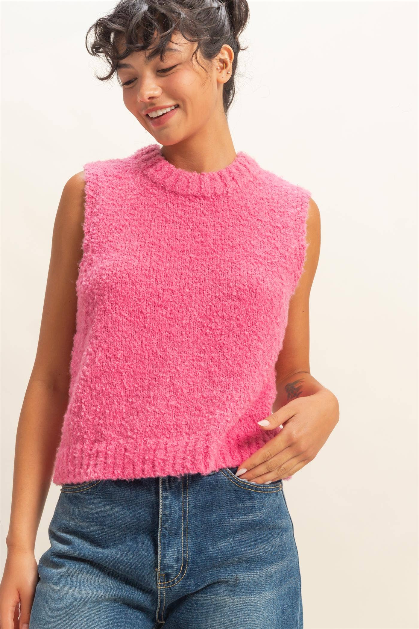 Pretty in Pink Textured Vest