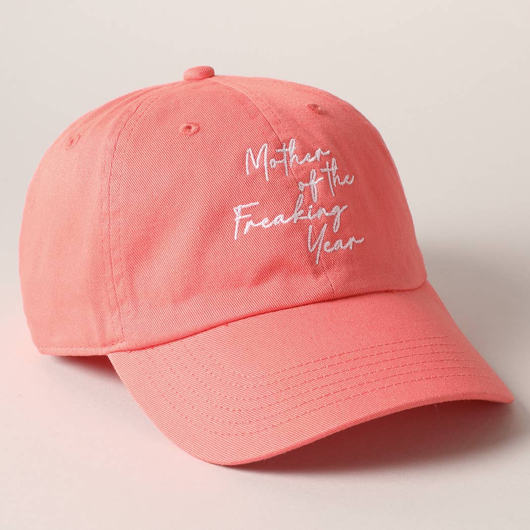 "Mother of the Freaking Year" Embroidery Baseball Cap: PUTTY / One Size