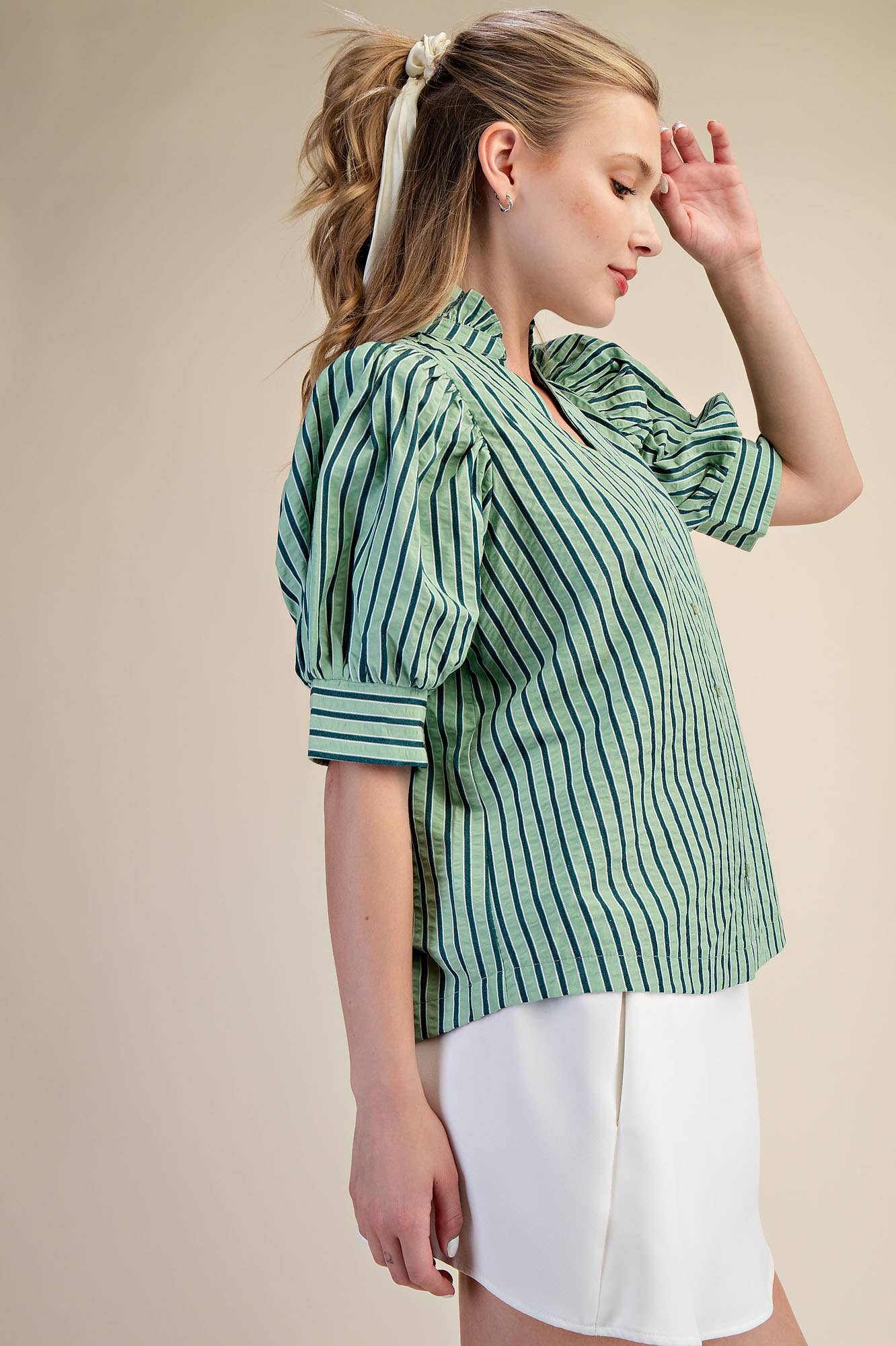Green MagnoliaStripe Blouse