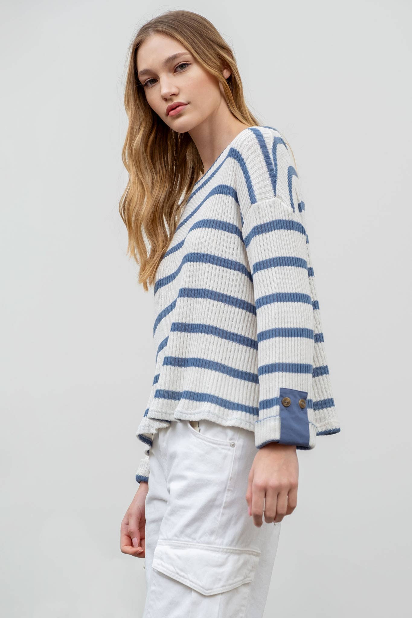 Dainty Denim Striped Sweater