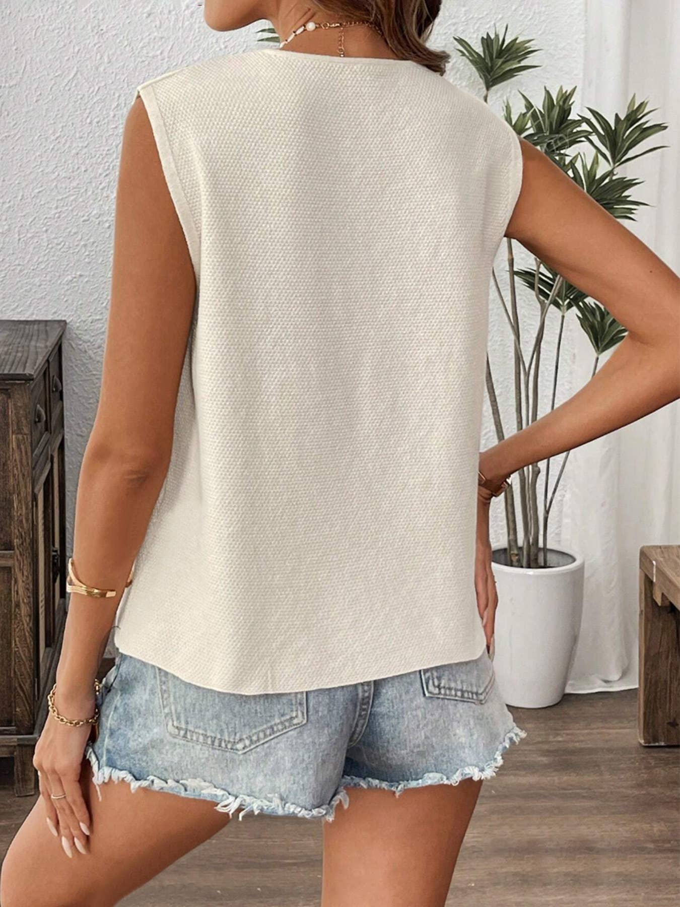Ivory Bow Tie Knit Vest