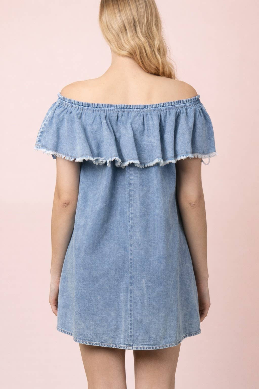Off Shoulder Denim Mini Dress