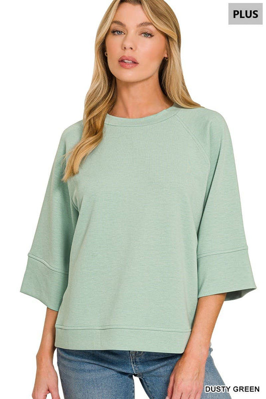Dusty Green Days Top (Plus Size)