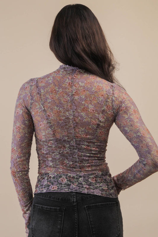 Mauve Floral Lace Top