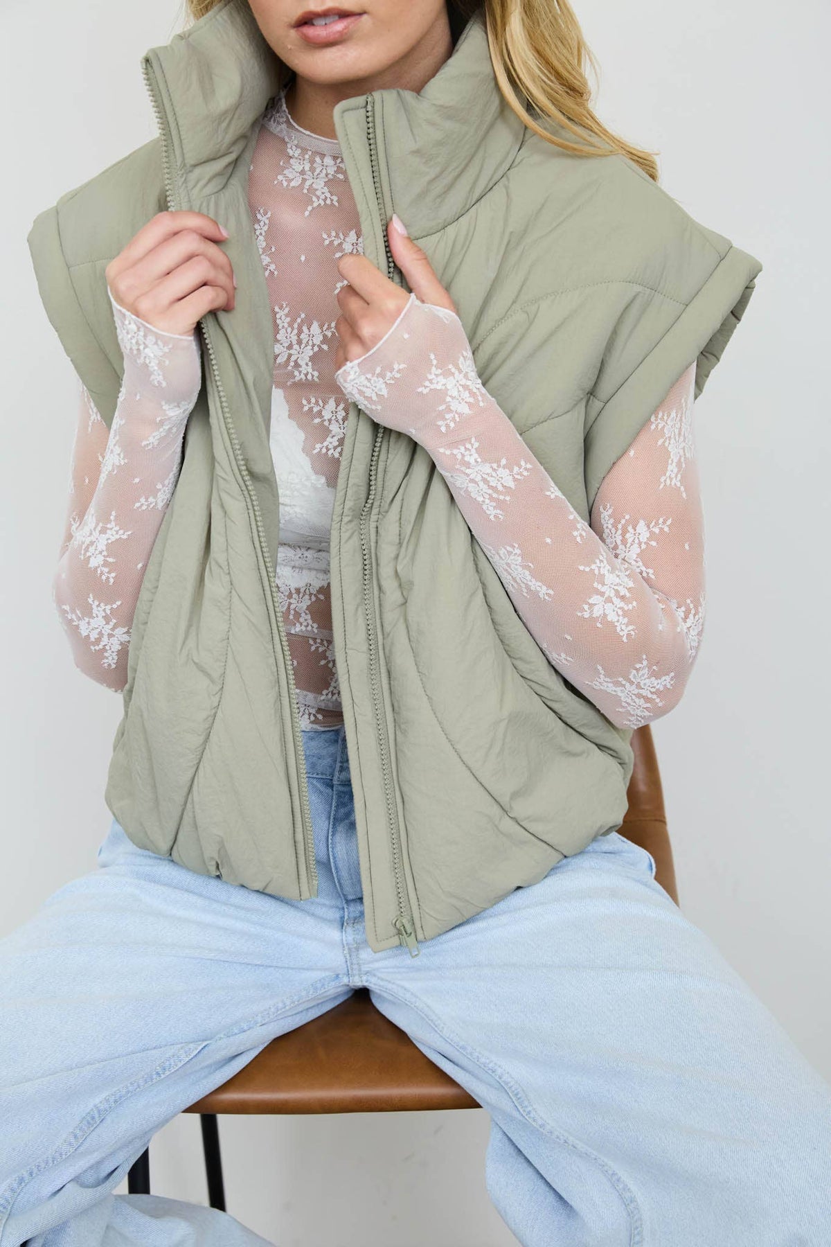 Olive Puffer Vest
