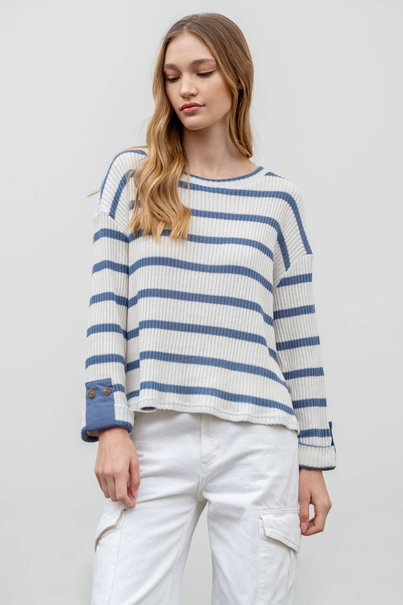 Dainty Denim Striped Sweater