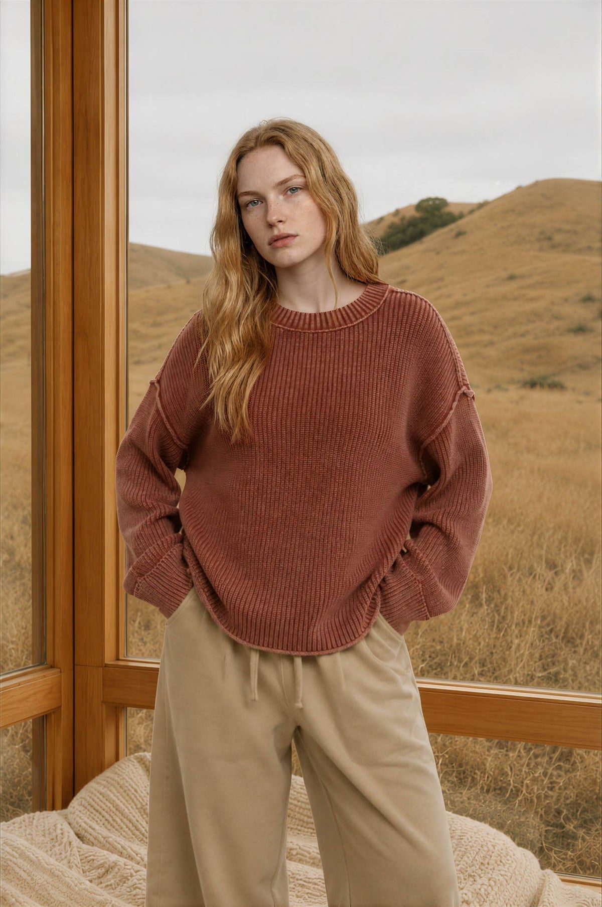 Terracotta Cuff Sleeve Sweater