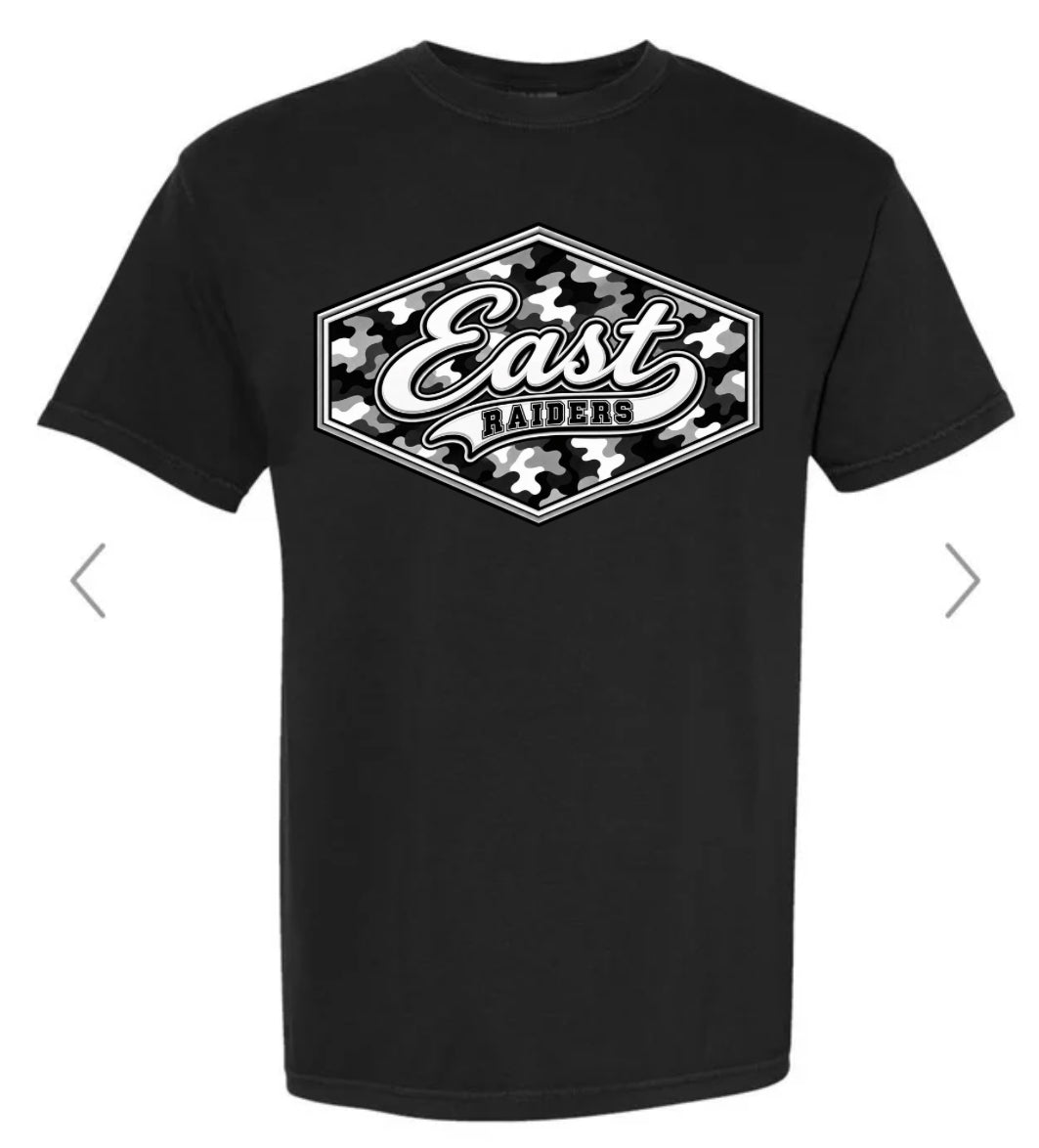 Camo East Raiders Black Comfort Color Tee