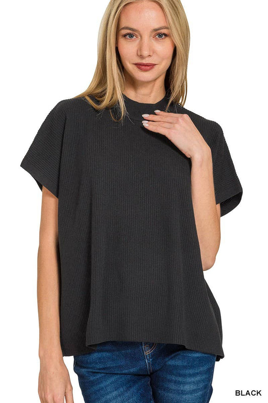 Black Stella Short Sleeve Sweater