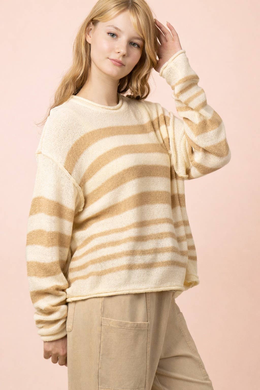 Khaki Striped Cool Sweater