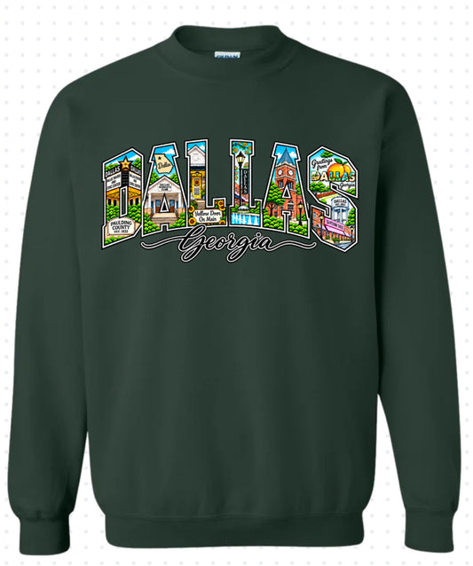 DALLAS, GA  Crewneck (Color Images featuring Yellow Door On Main)