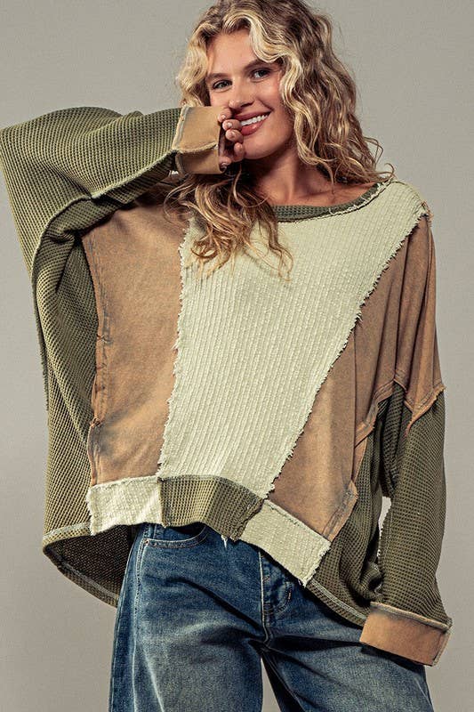 Olive Oversized Textured Top