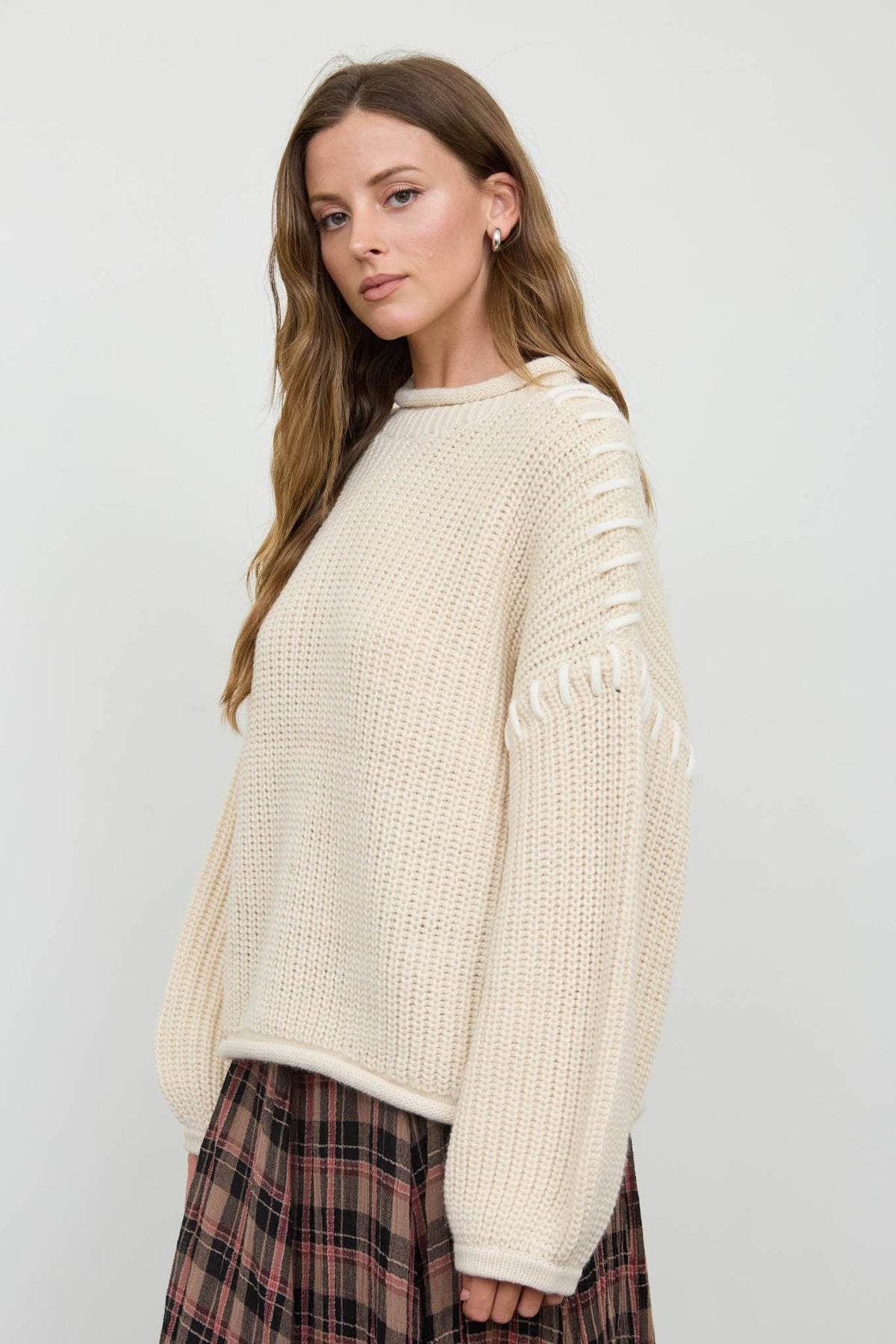 Stitch Detail Cream Sweater