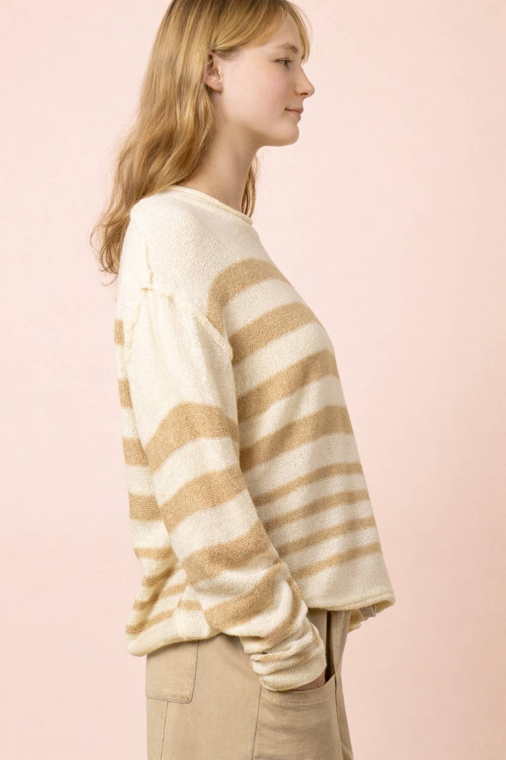 Khaki Striped Cool Sweater