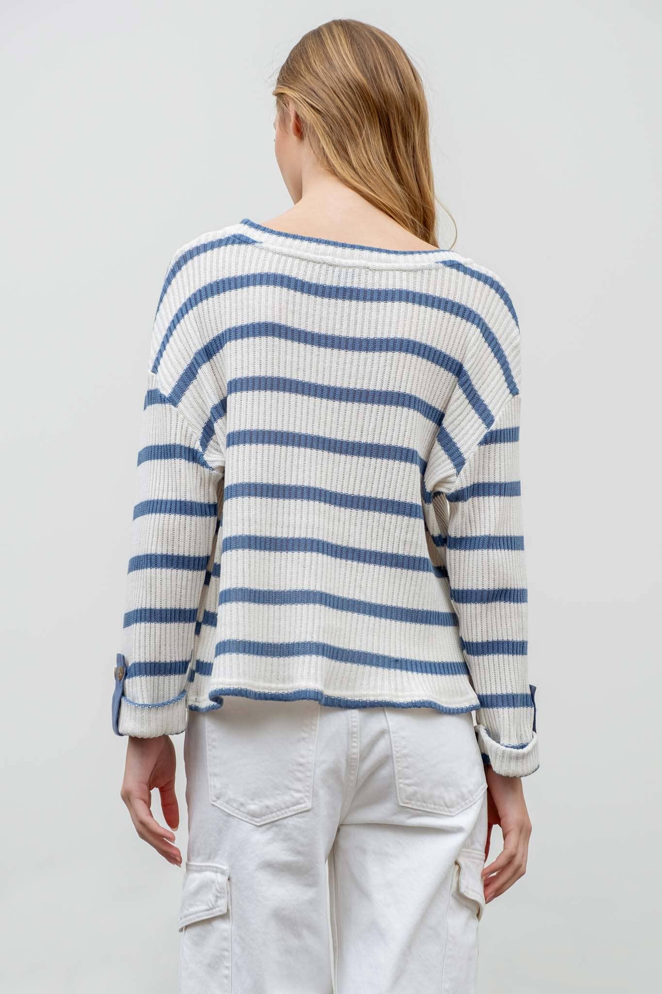 Dainty Denim Striped Sweater