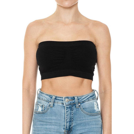 SEAMLESS TUBE TOP: BLACK