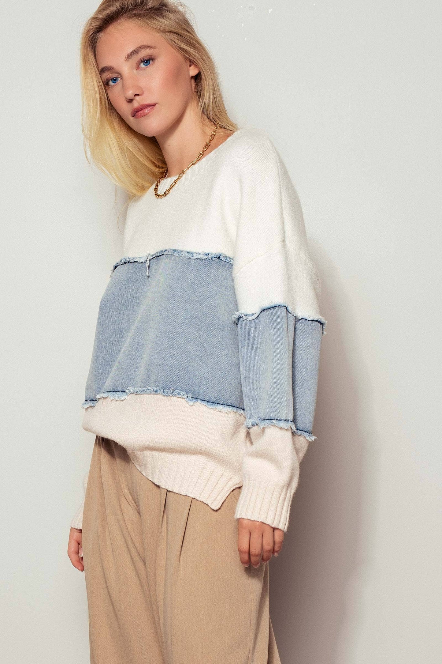 Denim Drift Sweater
