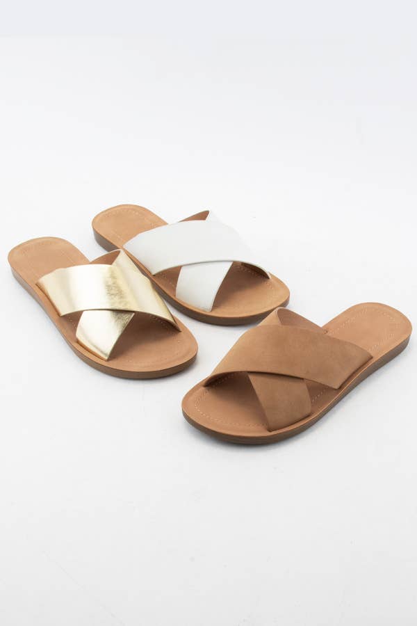 Raffia Criss Cross Flexible Sole Sandal