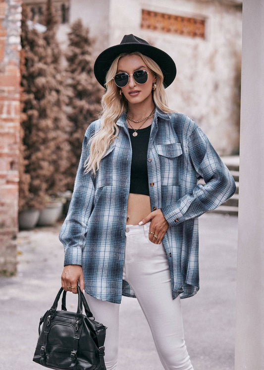 Fall Blue Plaid Flannel