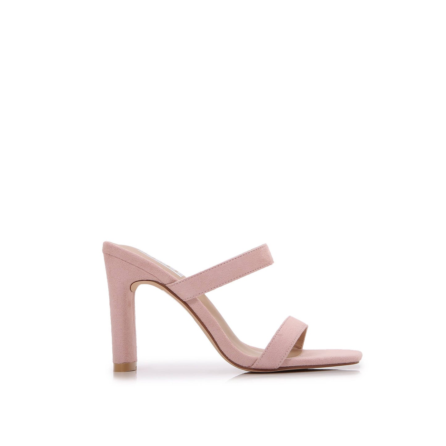 Double Strap Square Open Toe Heels - Pink