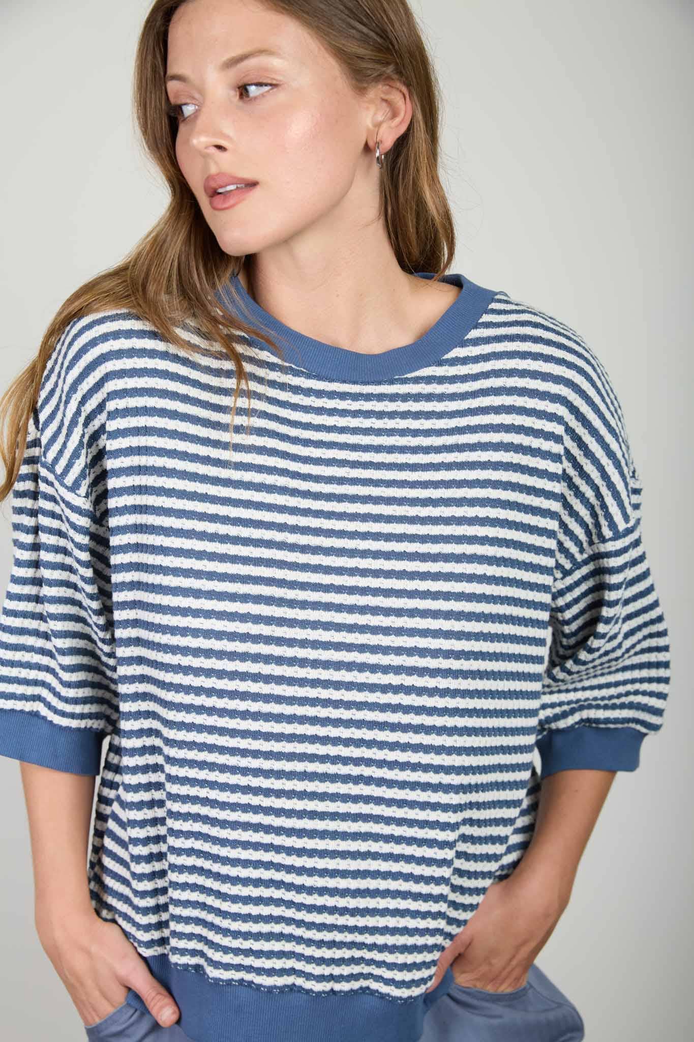 Nautica Blue Stripe Knit Top