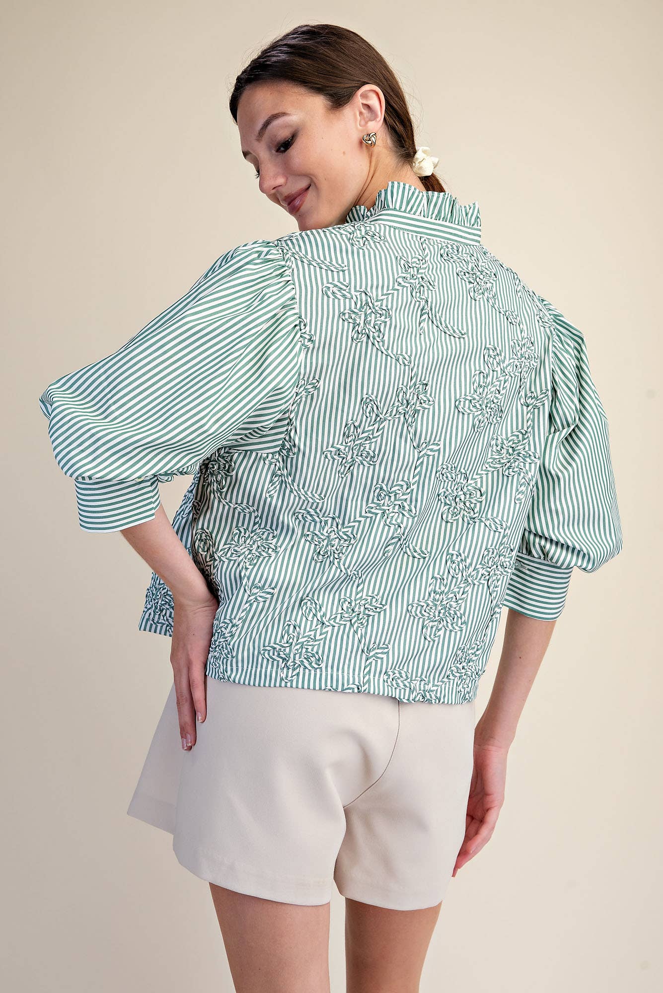 Savannah Green Stripe Blouse