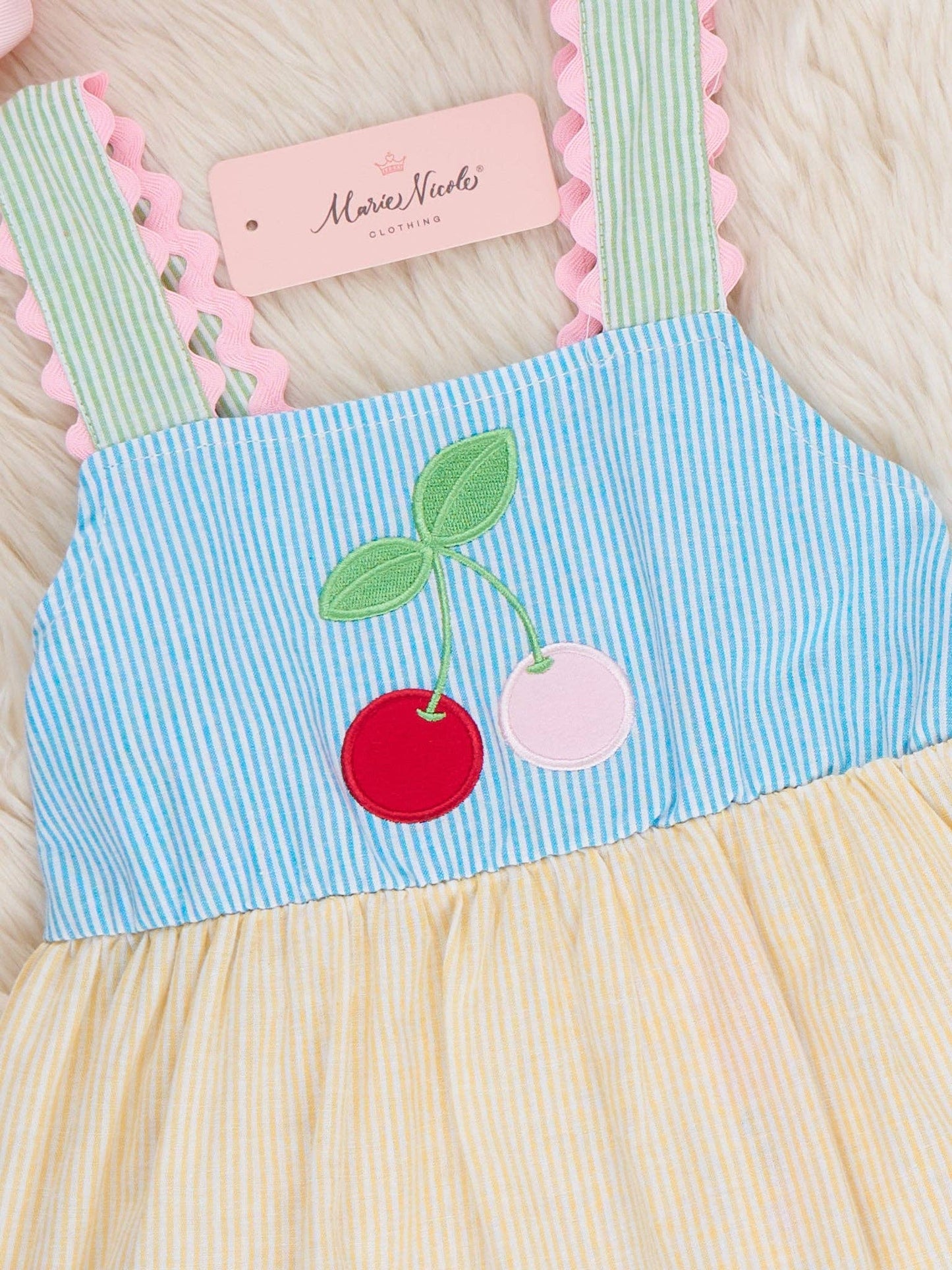 Summer Cherry Fun Embroidered Ruffle Outfit