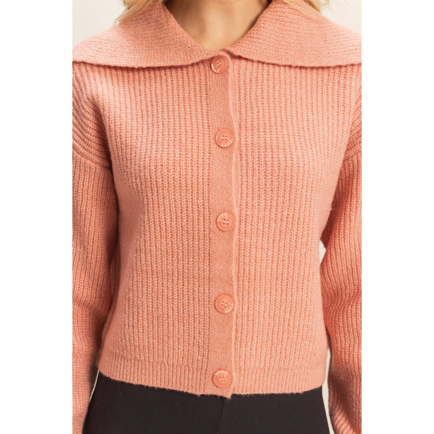 Blush&Button Collar Sweater