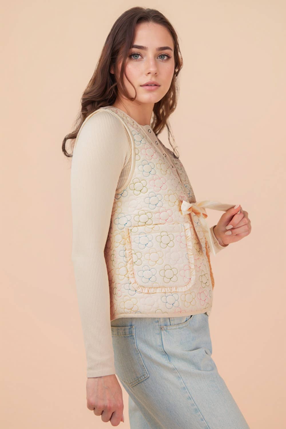 Daisy Cream Quilt Vest