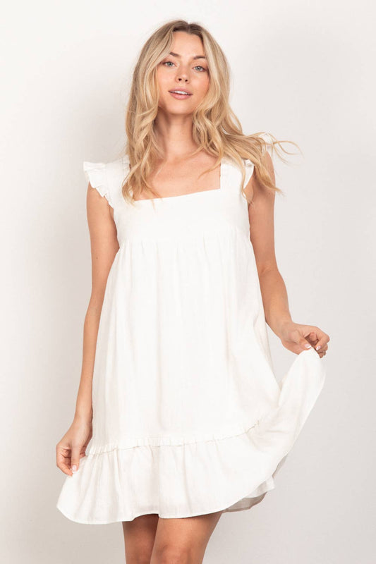 Summer White Ruffled Mini Dress