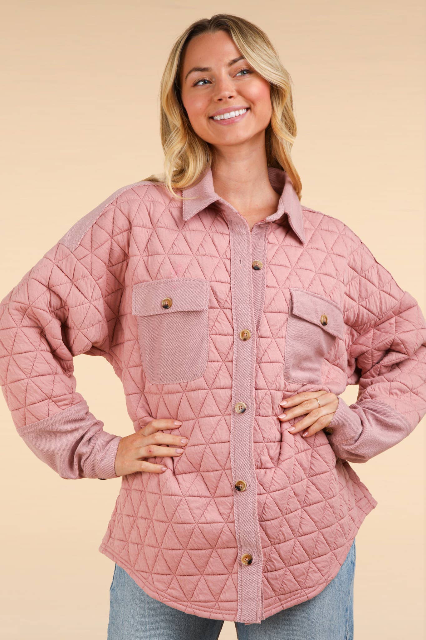 Quilted Blush Cozy Shacket