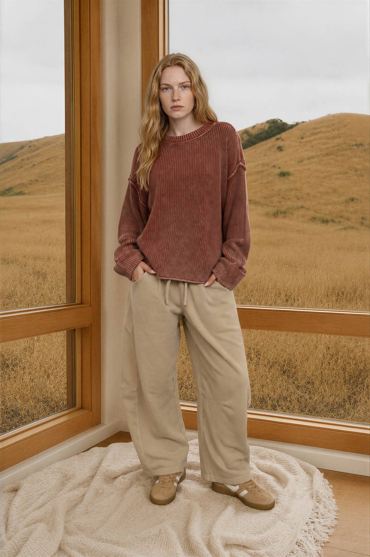 Terracotta Cuff Sleeve Sweater