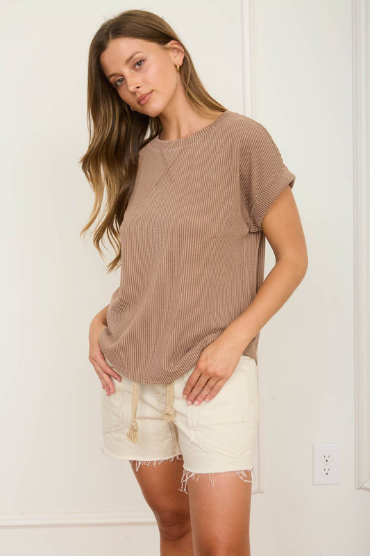 Mocha Mist Ribbed Top