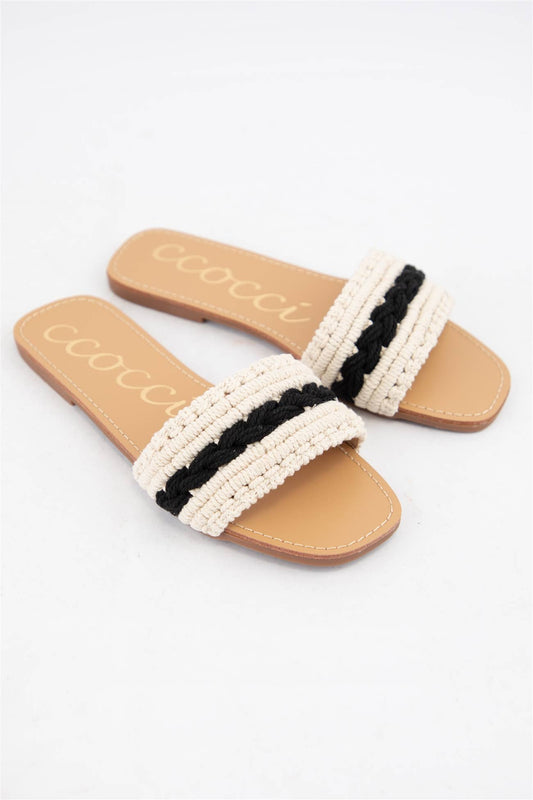 Black/Tan Braided Sandals