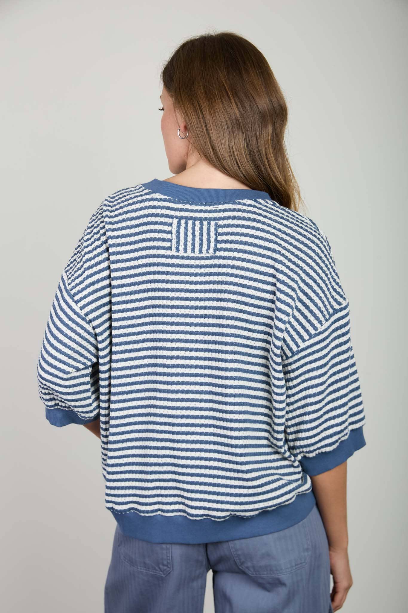 Nautica Blue Stripe Knit Top