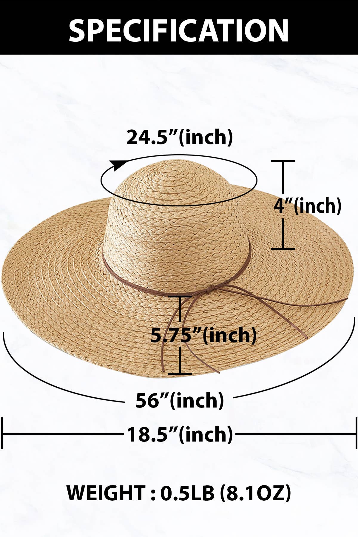 Solid Color Floppy Straw Hat: Beige