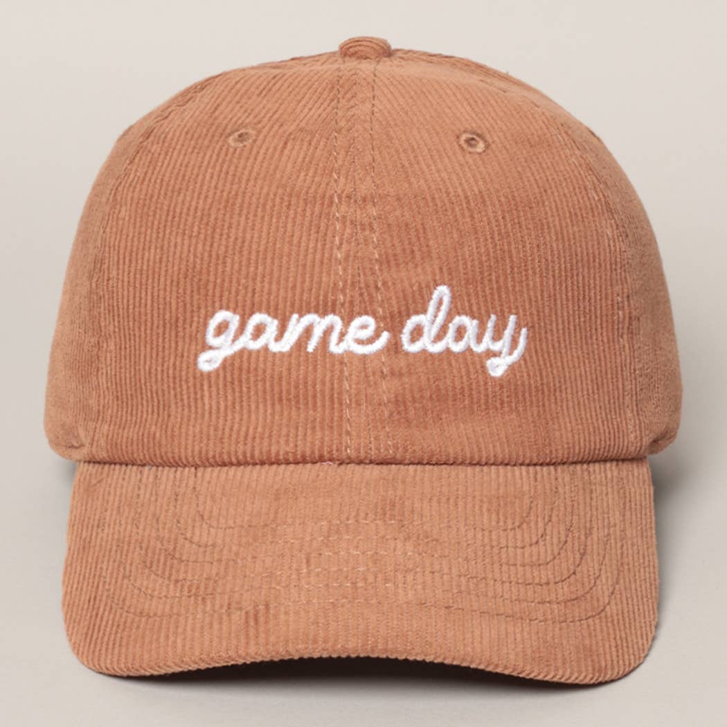 Game Day Embroidered Corduroy Cap: Black / ONE SIZE