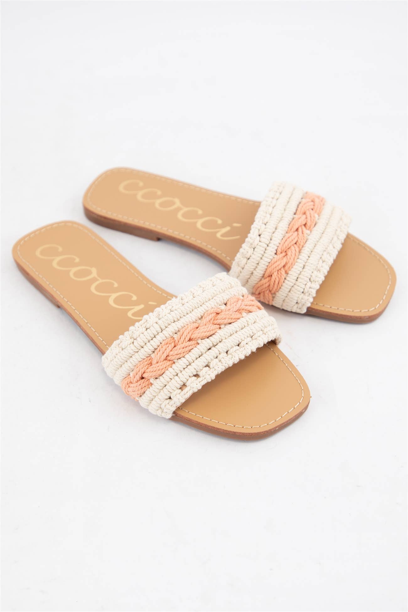 Coral/Tan Braided Sandals