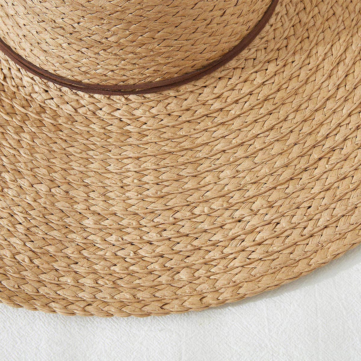 Solid Color Floppy Straw Hat: Beige