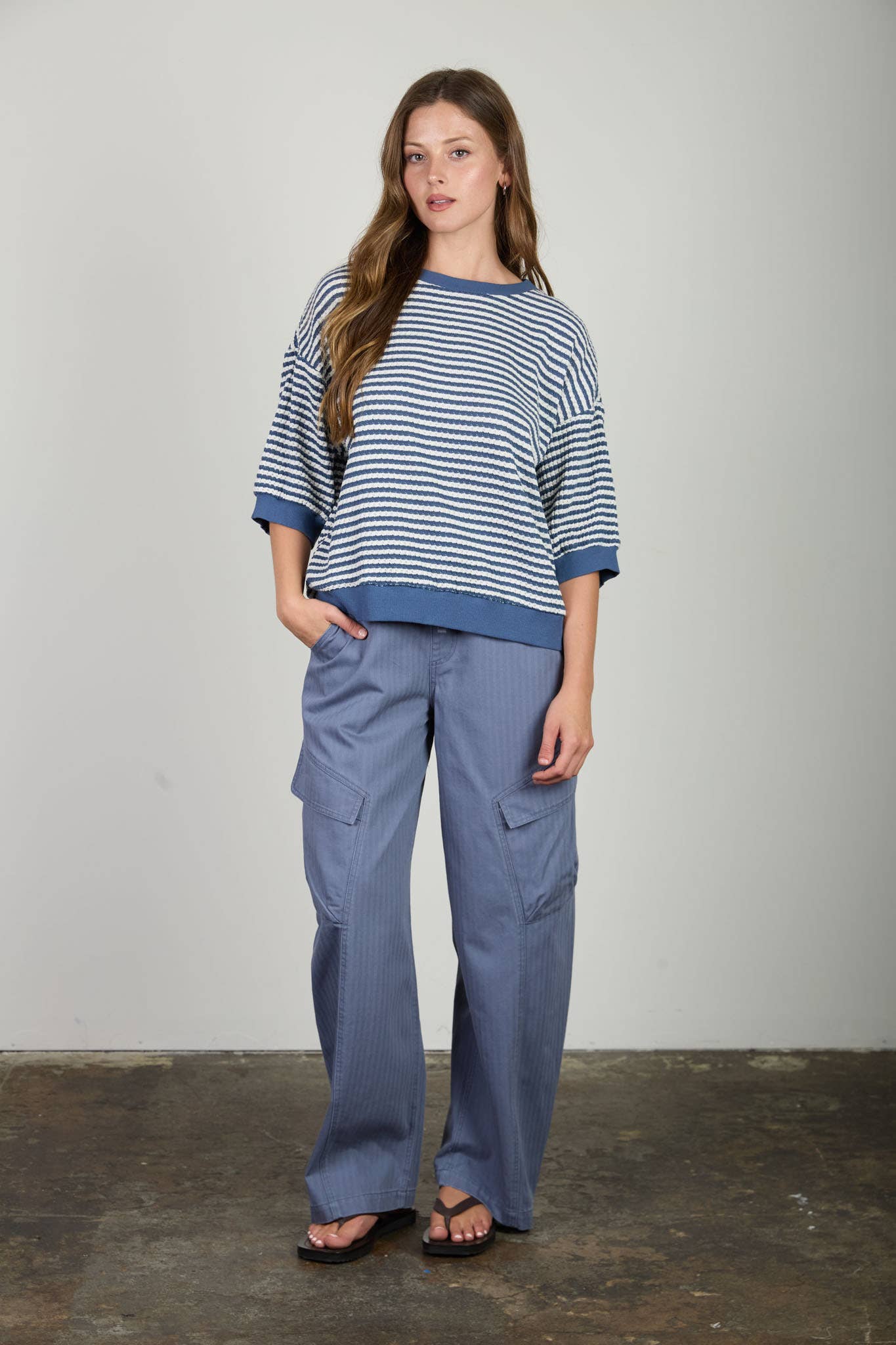 Nautica Blue Stripe Knit Top