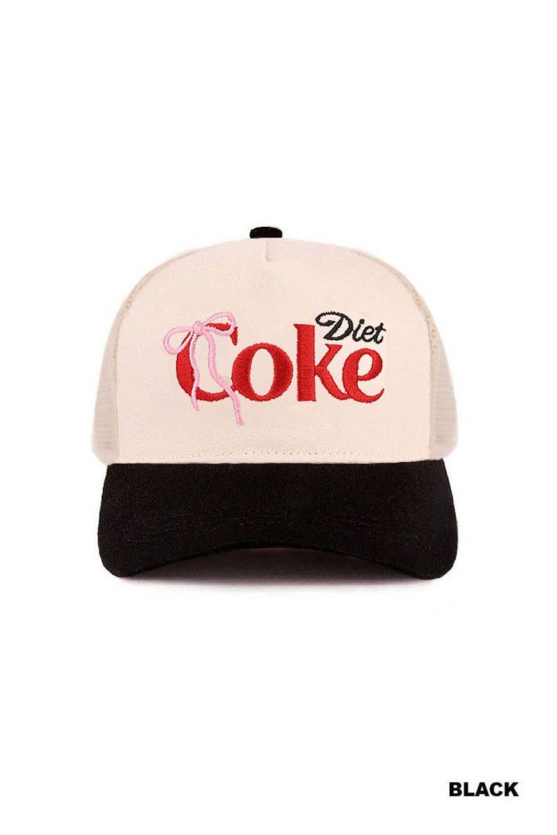 Coquette Bow Diet Coke Hat: BLACK