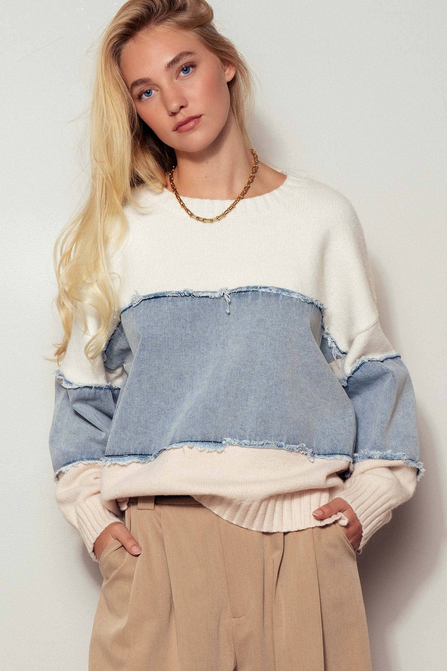 Denim Drift Sweater