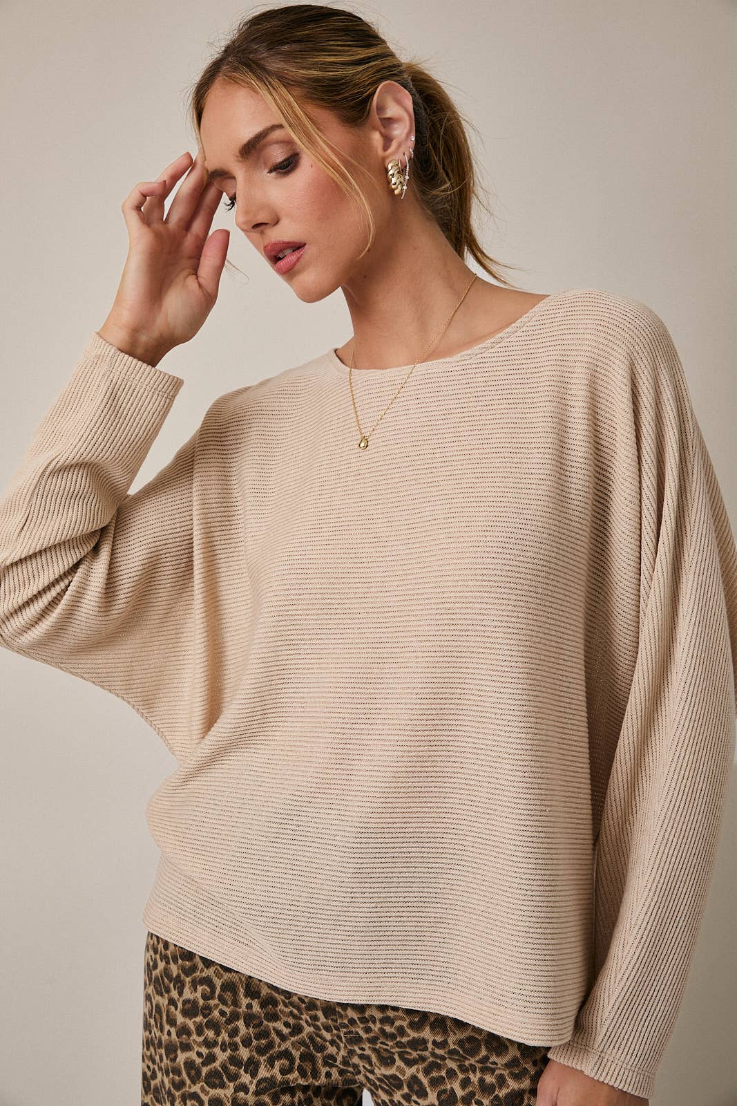 Fall Taupe Long Sleeve Top