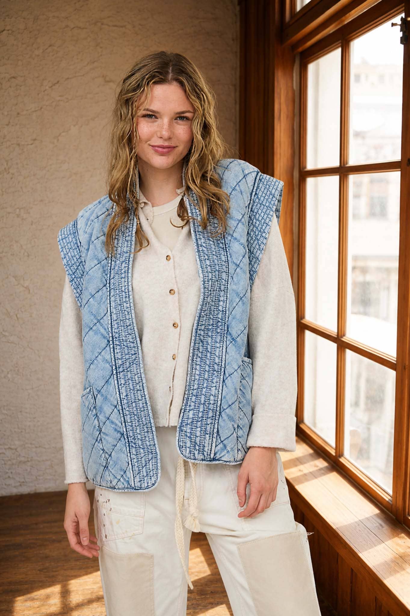 Denim Willow Quilted Vest