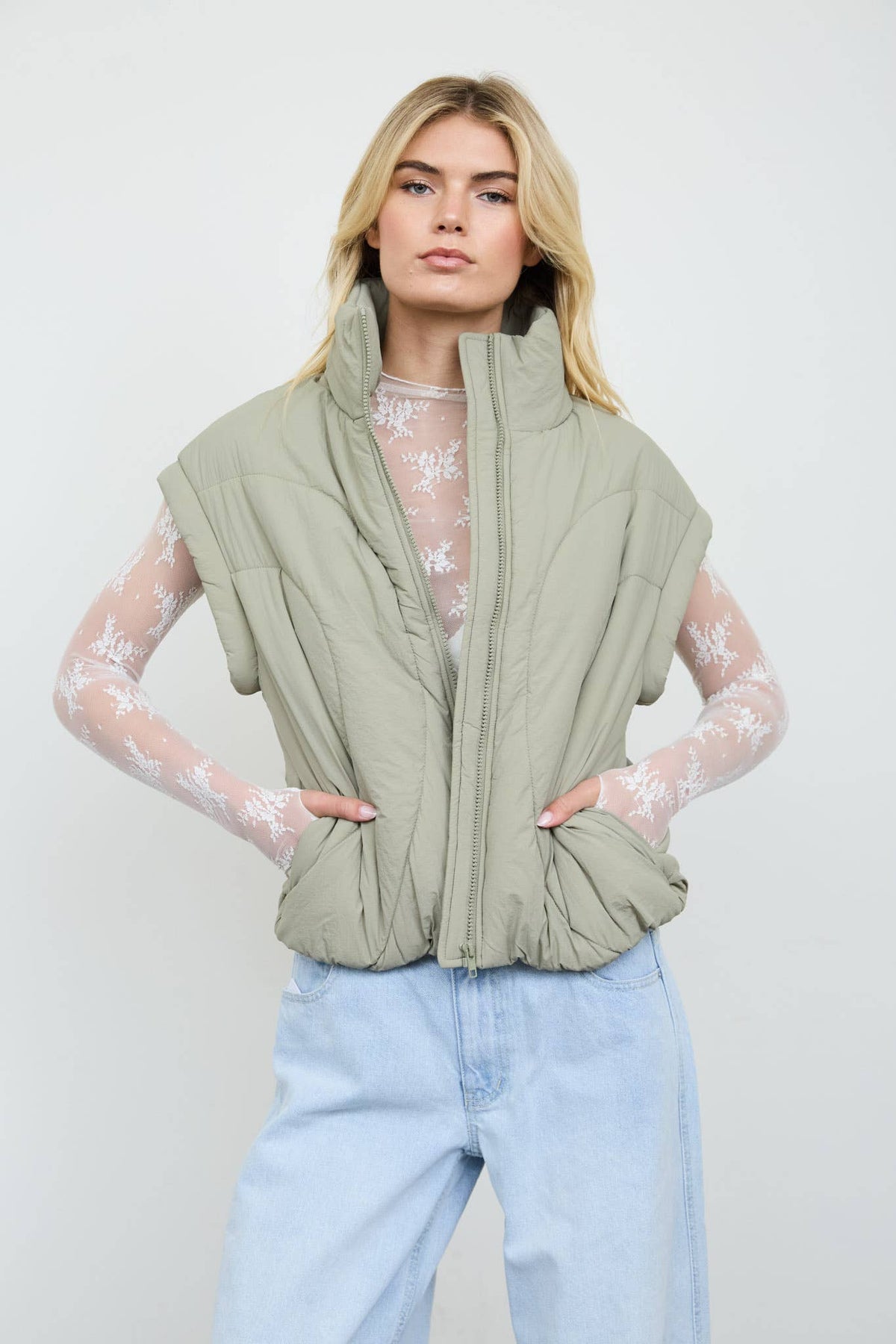 Olive Puffer Vest