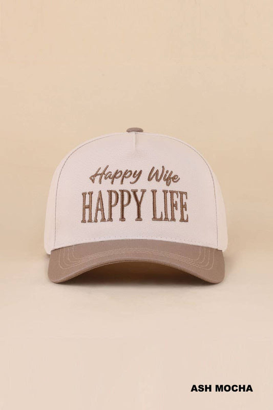 Happy Wife Happy Life Hat: ASH MOCHA